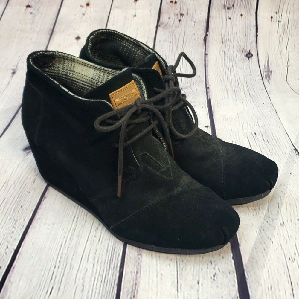Toms Wedge Bootie 7 Black - Picture 1 of 10